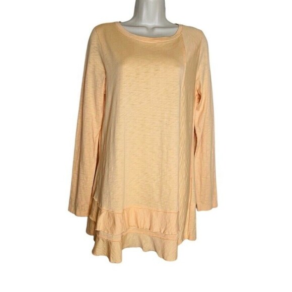 Soft Surroundings Long Sleeve Scoop Neck Ruffle Tiered Hem Tunic Top Size M Pima - Picture 1 of 8